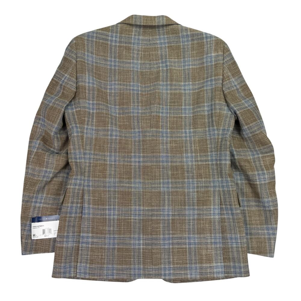 Tommy Hilfiger Mens TH Flex Conrad Modern Fit Plaid Sport Coat Tan Blue 38R - Picture 5 of 6